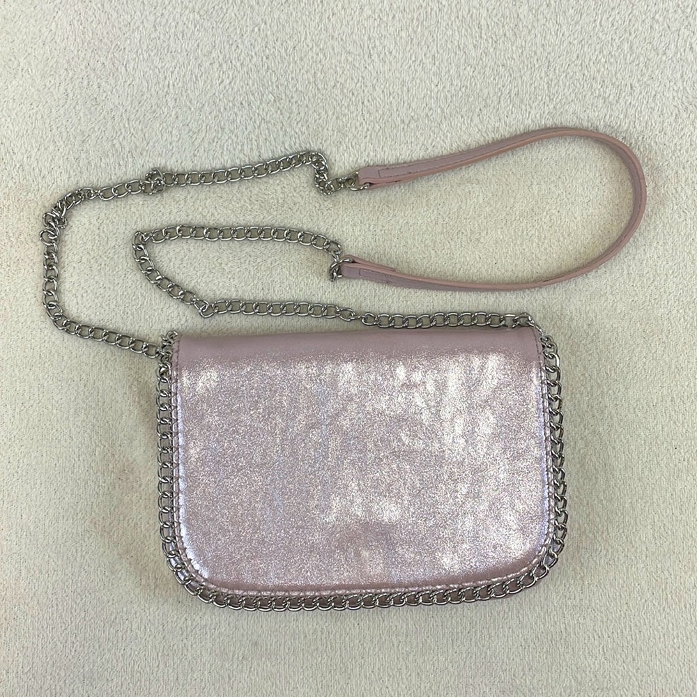 NORDSTROM Crossbody Clutch Wallet on a Chain in Metallic Pink